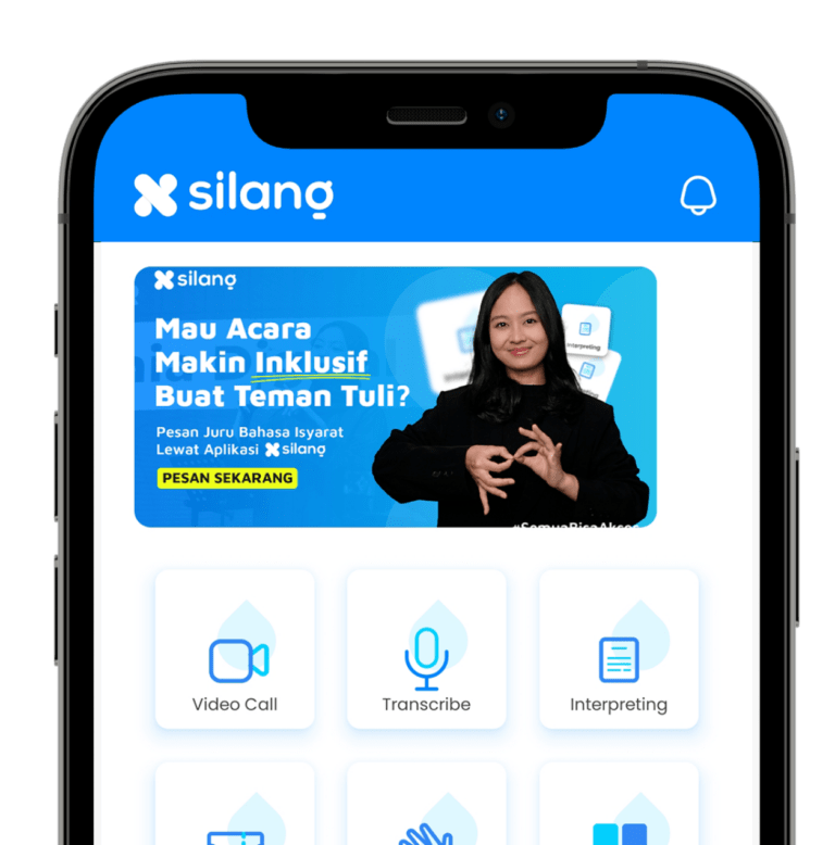 Tampilan aplikasi Silang pada perangkat iPhone